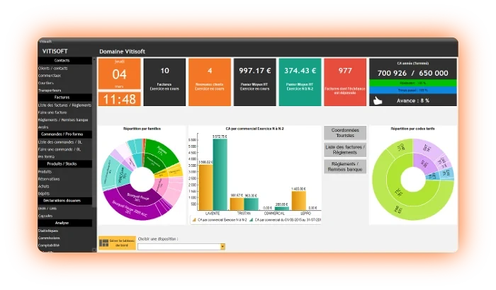 Le tableau de bord Vitisoft : ventes, stocks et déclarations réunis sur un seul écran